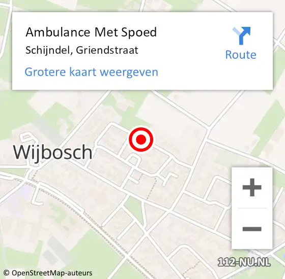 Locatie op kaart van de 112 melding: Ambulance Met Spoed Naar Schijndel, Griendstraat op 7 mei 2019 16:15