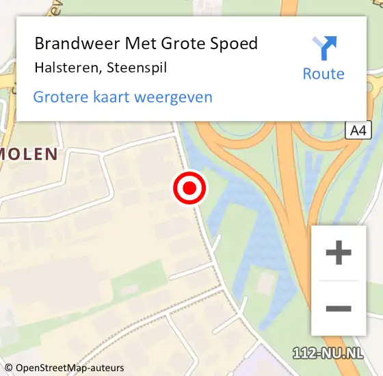 Locatie op kaart van de 112 melding: Brandweer Met Grote Spoed Naar Halsteren, Steenspil op 7 mei 2019 16:59