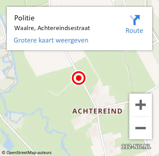 Locatie op kaart van de 112 melding: Politie Waalre, Achtereindsestraat op 7 mei 2019 17:55