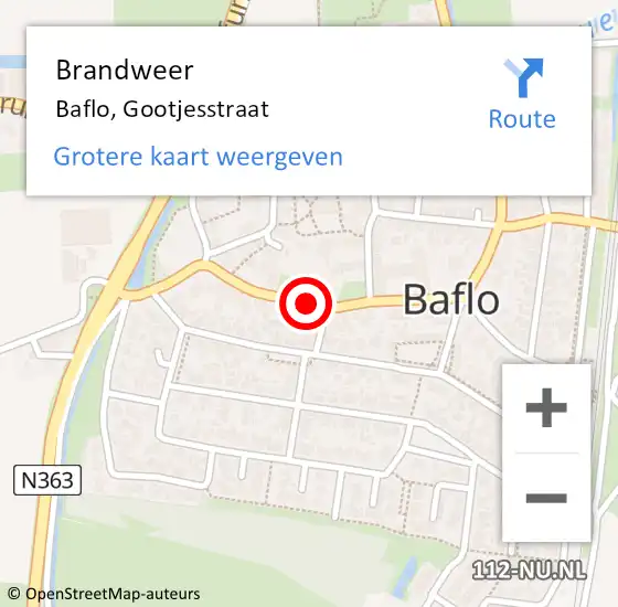 Locatie op kaart van de 112 melding: Brandweer Baflo, Gootjesstraat op 7 mei 2019 19:30