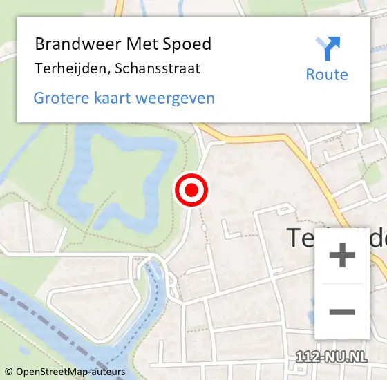 Locatie op kaart van de 112 melding: Brandweer Met Spoed Naar Terheijden, Schansstraat op 7 mei 2019 20:11