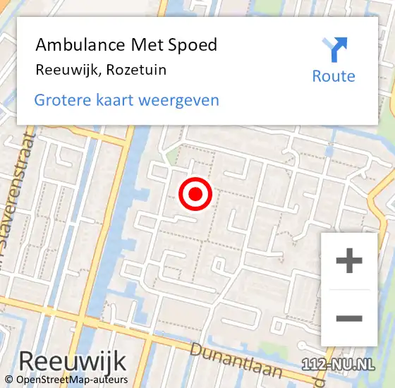 Locatie op kaart van de 112 melding: Ambulance Met Spoed Naar Reeuwijk, Rozetuin op 31 maart 2014 16:55