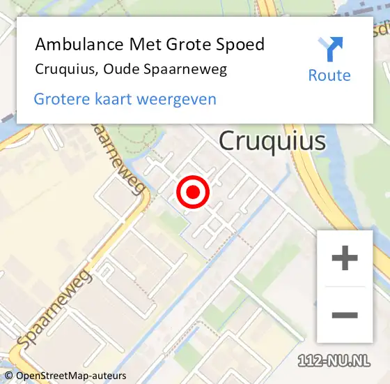 Locatie op kaart van de 112 melding: Ambulance Met Grote Spoed Naar Cruquius, Oude Spaarneweg op 7 mei 2019 21:44