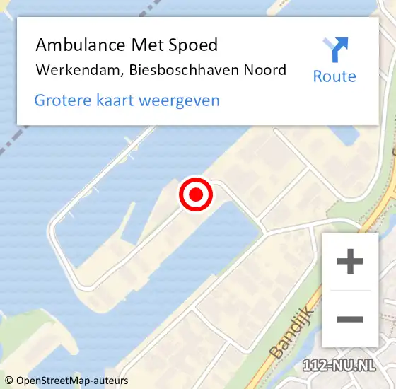 Locatie op kaart van de 112 melding: Ambulance Met Spoed Naar Werkendam, Biesboschhaven Noord op 7 mei 2019 23:59