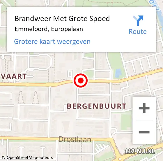 Locatie op kaart van de 112 melding: Brandweer Met Grote Spoed Naar Emmeloord, Europalaan op 8 mei 2019 04:18