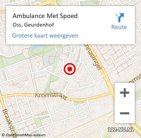 Locatie op kaart van de 112 melding: Ambulance Met Spoed Naar Oss, Geurdenhof op 8 mei 2019 06:40