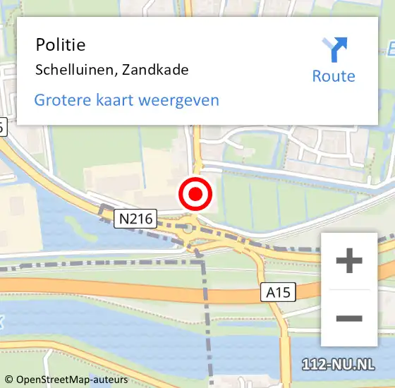 Locatie op kaart van de 112 melding: Politie Schelluinen, Zandkade op 8 mei 2019 07:30