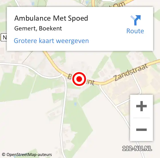 Locatie op kaart van de 112 melding: Ambulance Met Spoed Naar Gemert, Boekent op 8 mei 2019 08:34