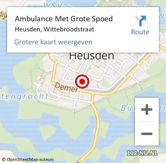 Locatie op kaart van de 112 melding: Ambulance Met Grote Spoed Naar Heusden, Wittebroodstraat op 8 mei 2019 09:17