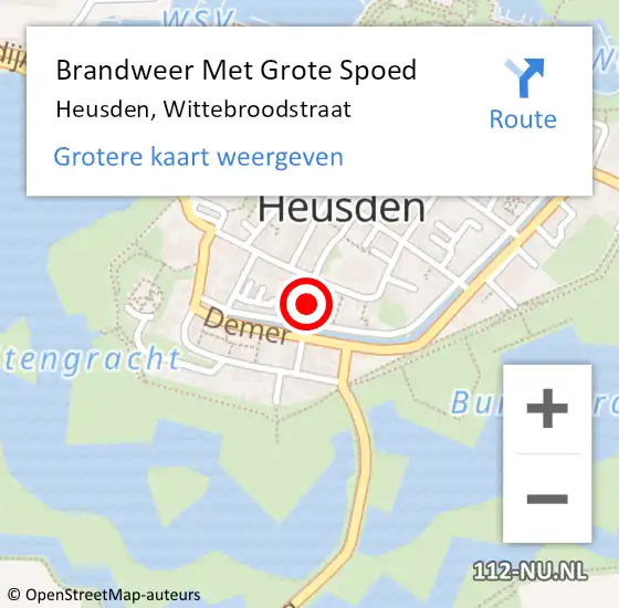 Locatie op kaart van de 112 melding: Brandweer Met Grote Spoed Naar Heusden, Wittebroodstraat op 8 mei 2019 09:39