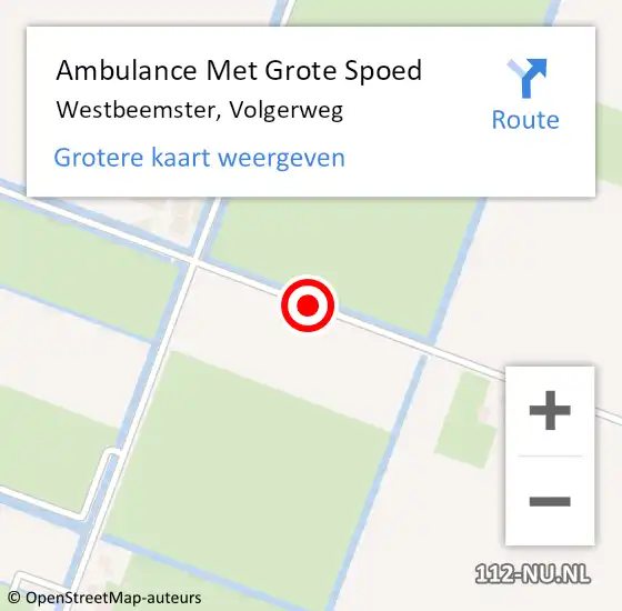 Locatie op kaart van de 112 melding: Ambulance Met Grote Spoed Naar Westbeemster, Volgerweg op 31 maart 2014 17:38