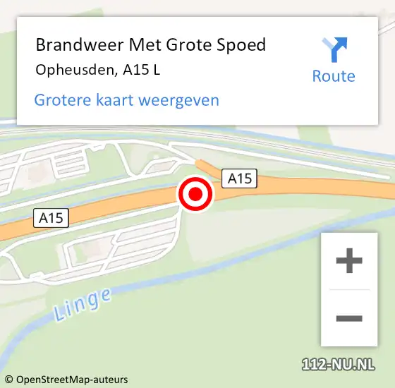 Locatie op kaart van de 112 melding: Brandweer Met Grote Spoed Naar Opheusden, A15 L hectometerpaal: 145,2 op 31 maart 2014 17:49