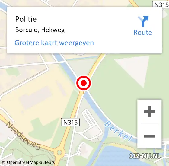 Locatie op kaart van de 112 melding: Politie Borculo, Hekweg op 8 mei 2019 11:59