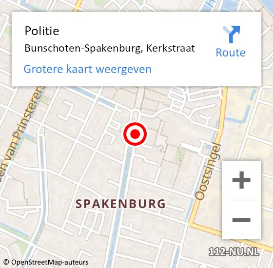 Locatie op kaart van de 112 melding: Politie Bunschoten-Spakenburg, Kerkstraat op 8 mei 2019 12:10