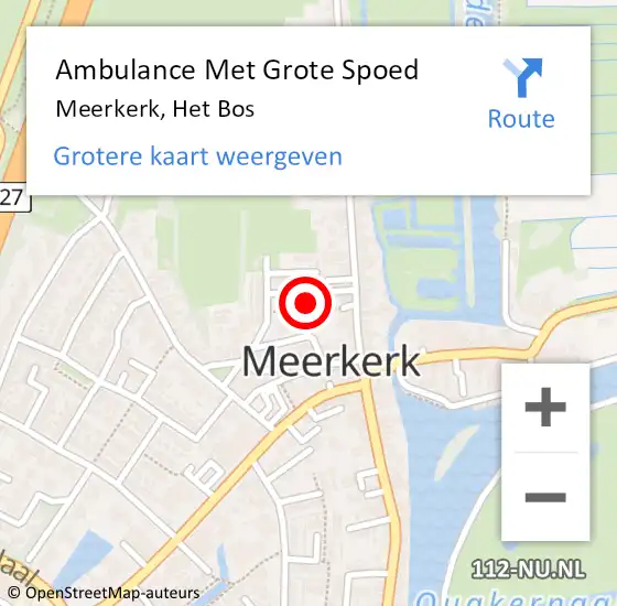 Locatie op kaart van de 112 melding: Ambulance Met Grote Spoed Naar Meerkerk, Het Bos op 31 maart 2014 17:50