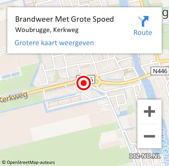 Locatie op kaart van de 112 melding: Brandweer Met Grote Spoed Naar Woubrugge, Kerkweg op 31 maart 2014 17:50