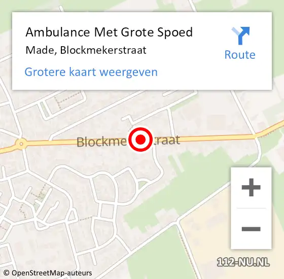 Locatie op kaart van de 112 melding: Ambulance Met Grote Spoed Naar Made, Blockmekerstraat op 8 mei 2019 13:00