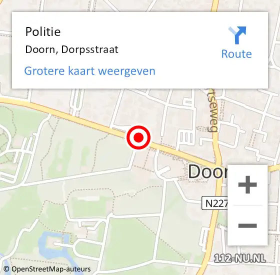 Locatie op kaart van de 112 melding: Politie Doorn, Dorpsstraat op 8 mei 2019 13:54