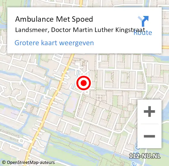 Locatie op kaart van de 112 melding: Ambulance Met Spoed Naar Landsmeer, Doctor Martin Luther Kingstraat op 8 mei 2019 14:26