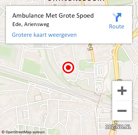 Locatie op kaart van de 112 melding: Ambulance Met Grote Spoed Naar Ede, Ariensweg op 8 mei 2019 15:02