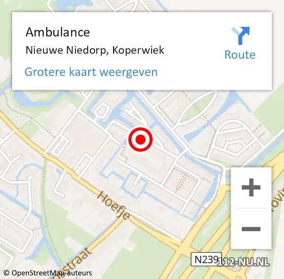 Locatie op kaart van de 112 melding: Ambulance Nieuwe Niedorp, Koperwiek op 8 mei 2019 15:21