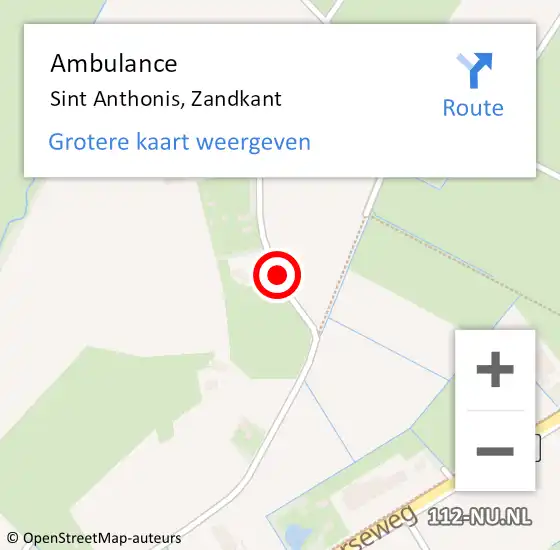 Locatie op kaart van de 112 melding: Ambulance Sint Anthonis, Zandkant op 8 mei 2019 15:51