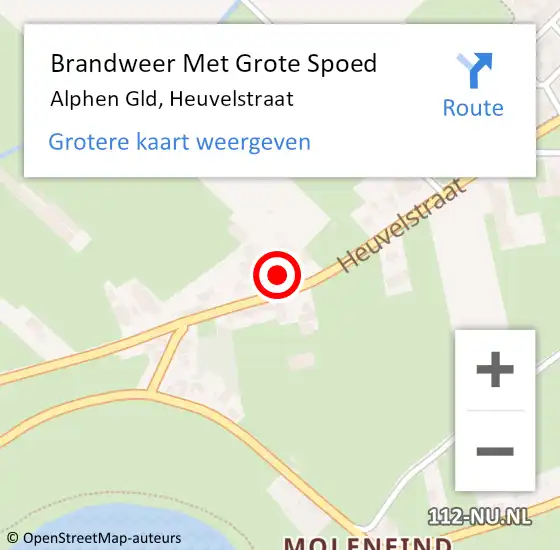 Locatie op kaart van de 112 melding: Brandweer Met Grote Spoed Naar Alphen Gld, Heuvelstraat op 27 september 2013 09:33