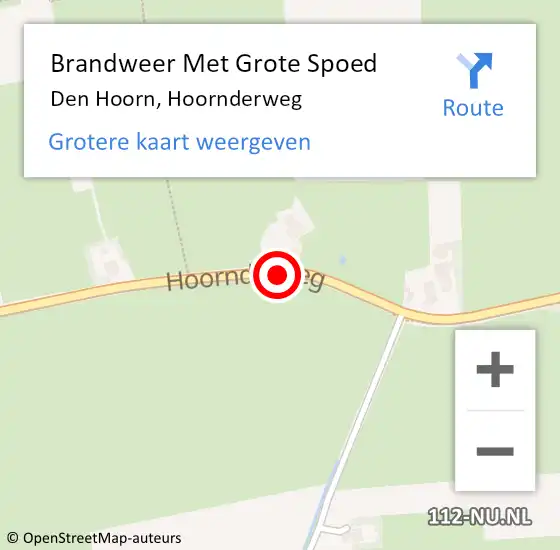 Locatie op kaart van de 112 melding: Brandweer Met Grote Spoed Naar Den Hoorn, Hoornderweg op 8 mei 2019 18:20