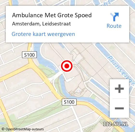 Locatie op kaart van de 112 melding: Ambulance Met Grote Spoed Naar Amsterdam, Leidsestraat op 8 mei 2019 18:28