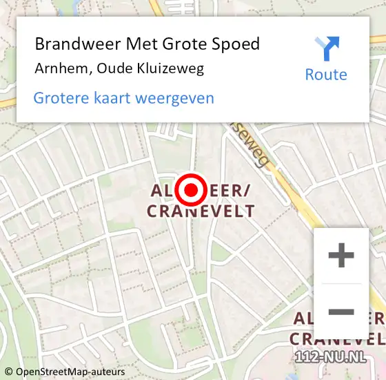 Locatie op kaart van de 112 melding: Brandweer Met Grote Spoed Naar Arnhem, Oude Kluizeweg op 8 mei 2019 18:59