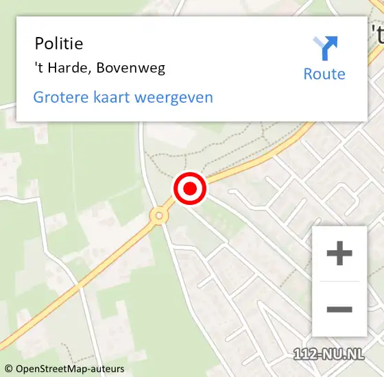 Locatie op kaart van de 112 melding: Politie 't Harde, Bovenweg op 8 mei 2019 19:15