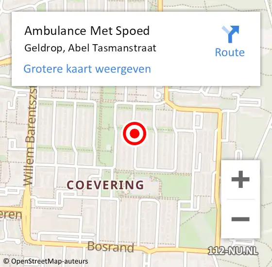 Locatie op kaart van de 112 melding: Ambulance Met Spoed Naar Geldrop, Abel Tasmanstraat op 8 mei 2019 19:27
