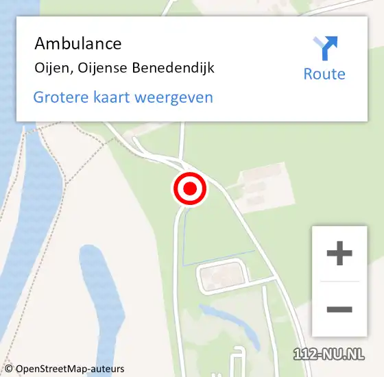 Locatie op kaart van de 112 melding: Ambulance Oijen, Oijense Benedendijk op 8 mei 2019 19:37