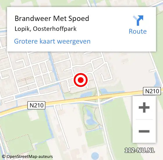 Locatie op kaart van de 112 melding: Brandweer Met Spoed Naar Lopik, Oosterhoffpark op 8 mei 2019 21:05