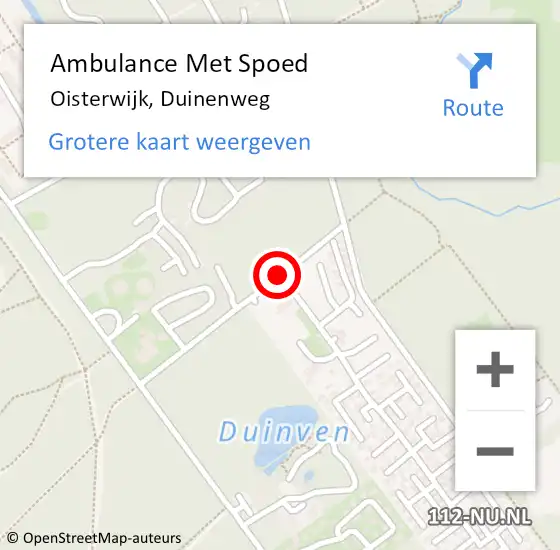 Locatie op kaart van de 112 melding: Ambulance Met Spoed Naar Oisterwijk, Duinenweg op 8 mei 2019 22:00