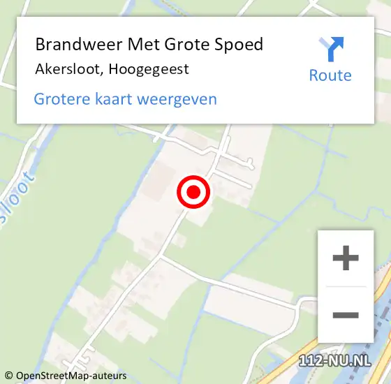 Locatie op kaart van de 112 melding: Brandweer Met Grote Spoed Naar Akersloot, Hoogegeest op 8 mei 2019 22:32