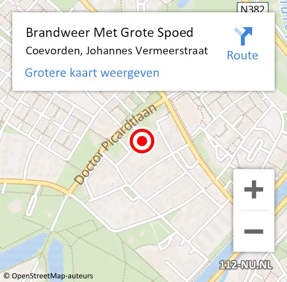 Locatie op kaart van de 112 melding: Brandweer Met Grote Spoed Naar Coevorden, Johannes Vermeerstraat op 8 mei 2019 22:54