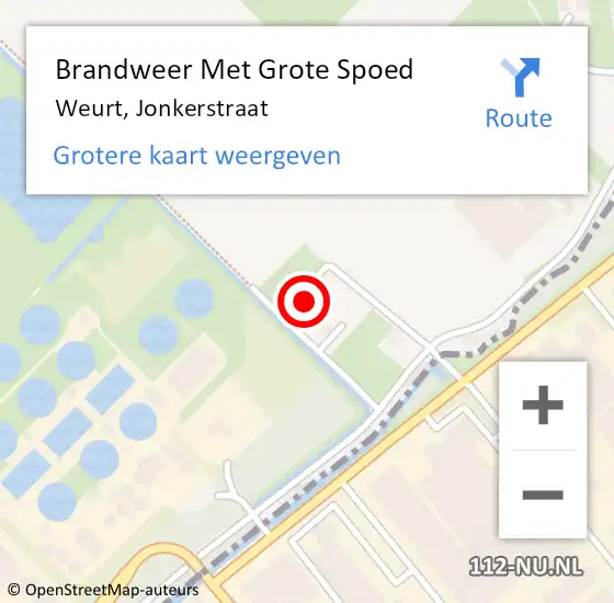 Locatie op kaart van de 112 melding: Brandweer Met Grote Spoed Naar Weurt, Jonkerstraat op 8 mei 2019 22:57