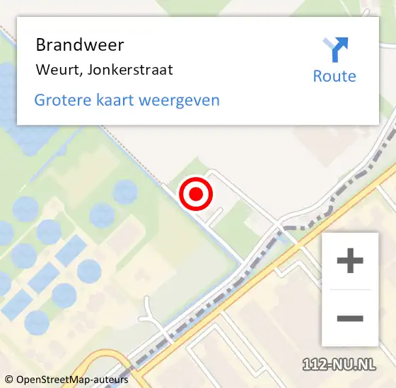 Locatie op kaart van de 112 melding: Brandweer Weurt, Jonkerstraat op 8 mei 2019 23:37