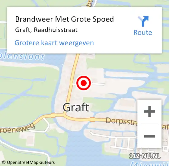 Locatie op kaart van de 112 melding: Brandweer Met Grote Spoed Naar Graft, Raadhuisstraat op 8 mei 2019 23:52