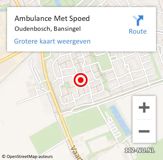 Locatie op kaart van de 112 melding: Ambulance Met Spoed Naar Oudenbosch, Bansingel op 9 mei 2019 02:26