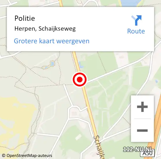 Locatie op kaart van de 112 melding: Politie Herpen, Schaijkseweg op 31 maart 2014 18:58