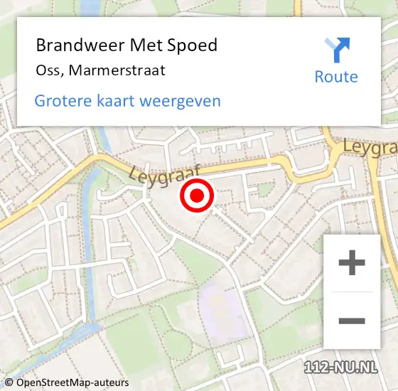 Locatie op kaart van de 112 melding: Brandweer Met Spoed Naar Oss, Marmerstraat op 9 mei 2019 06:51