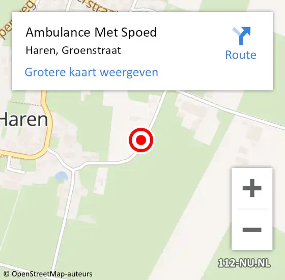 Locatie op kaart van de 112 melding: Ambulance Met Spoed Naar Haren, Groenstraat op 31 maart 2014 18:59