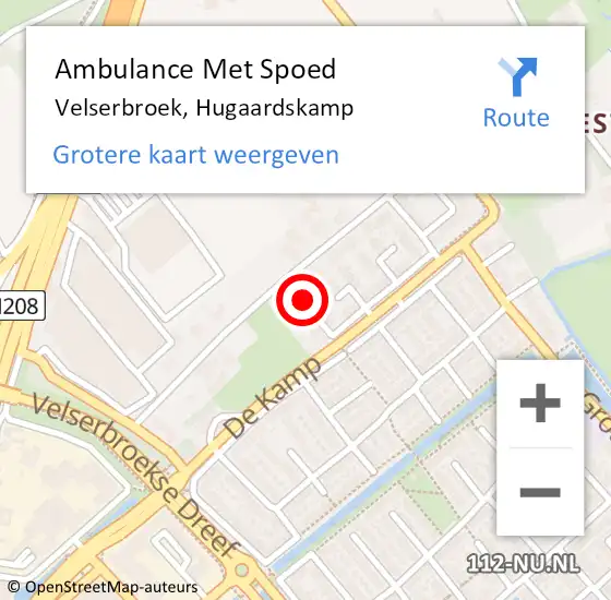 Locatie op kaart van de 112 melding: Ambulance Met Spoed Naar Velserbroek, Hugaardskamp op 9 mei 2019 06:57