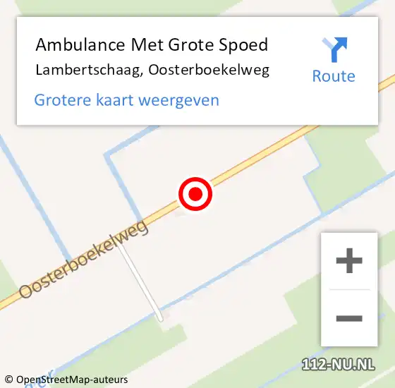 Locatie op kaart van de 112 melding: Ambulance Met Grote Spoed Naar Lambertschaag, Oosterboekelweg op 9 mei 2019 08:09