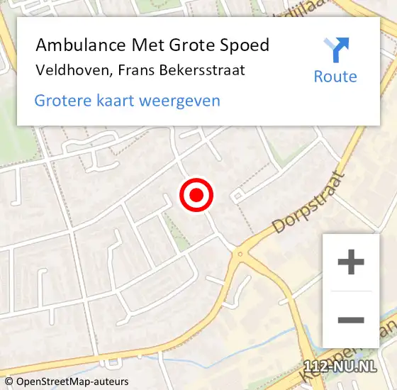 Locatie op kaart van de 112 melding: Ambulance Met Grote Spoed Naar Veldhoven, Frans Bekersstraat op 9 mei 2019 08:30