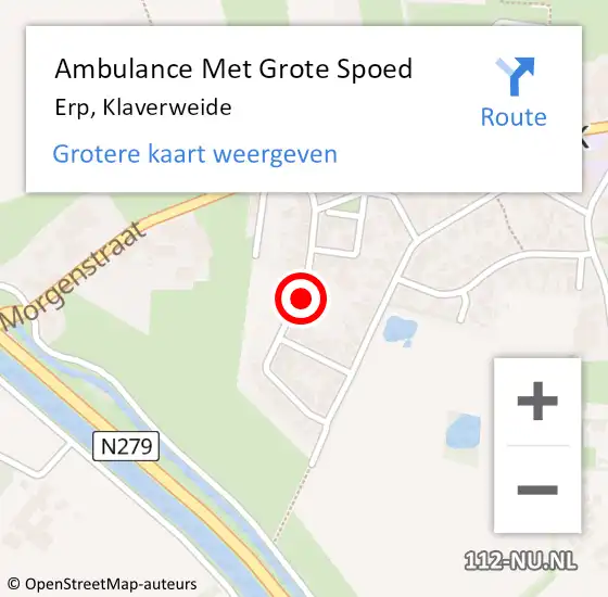 Locatie op kaart van de 112 melding: Ambulance Met Grote Spoed Naar Erp, Klaverweide op 9 mei 2019 08:41