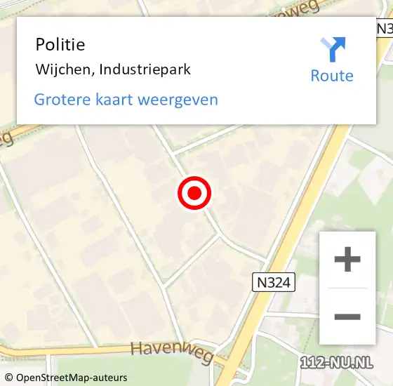 Locatie op kaart van de 112 melding: Politie Wijchen, Industriepark op 9 mei 2019 08:54