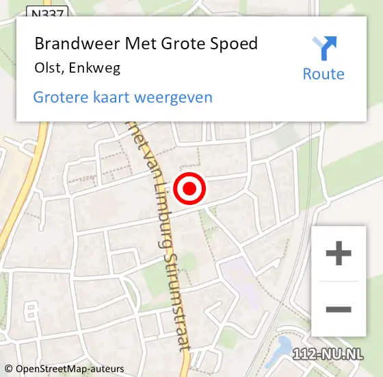 Locatie op kaart van de 112 melding: Brandweer Met Grote Spoed Naar Olst, Enkweg op 31 maart 2014 19:06